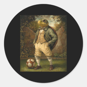 Grappige Schildpad Voetbalspelende Grafische Rare Ronde Sticker