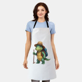 Grappige Schildpad Wandel Grafisch Kampeerliefhebb Schort (Gedragen)
