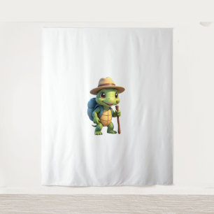 Grappige Schildpad Wandel Grafisch Kampeerliefhebb Wandkleed