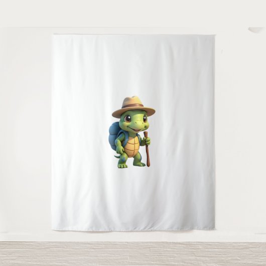 Grappige Schildpad Wandel Grafisch Kampeerliefhebb Wandkleed (Voorkant)
