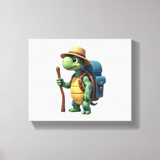 Grappige Schildpad Wandelende Grafische Camping Li Canvas Afdruk (Voorkant)