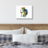 Grappige Schildpad Wandelende Grafische Camping Li Canvas Afdruk (Insitu (Slaapkamer))