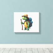 Grappige Schildpad Wandelende Grafische Camping Li Canvas Afdruk (Insitu (Houten vloer))