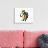 Grappige Schildpad Wandelende Grafische Camping Li Canvas Afdruk (Insitu (Woonkamer))