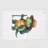Grappige Schildpad Wandelende Grafische Camping Li Golfhanddoek (Horizontaal)