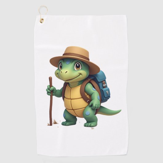 Grappige Schildpad Wandelende Grafische Camping Li Golfhanddoek (Voorkant)