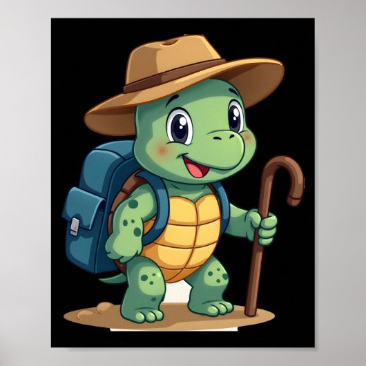 Grappige Schildpad Wandelende Grafische Camping Li Poster (Voorkant)