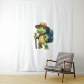 Grappige Schildpad Wandelende Grafische Camping Li Wandkleed (In situ)