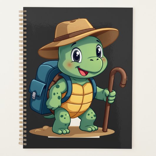 Grappige Schildpad Wandelende Grafische Kampeerlie Planner (Voorkant)