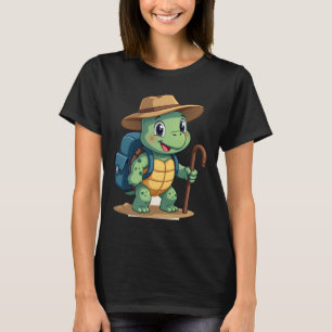 Grappige Schildpad Wandelende Grafische Kampeerlie T-shirt