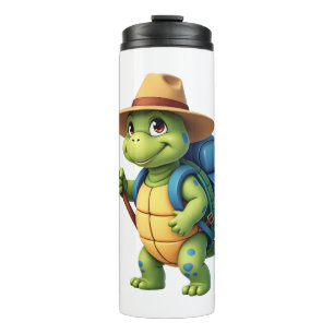 Grappige Schildpad Wandelende Grafische Kampeerlie Thermosbeker