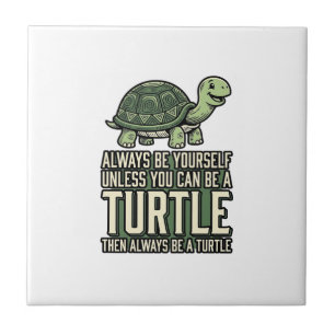 Grappige Schildpad Wees Jezelf Vintage Shirt Ontwe Tegeltje