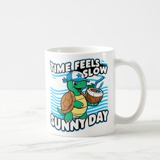 Grappige schildpad zonnige dag koffiemok (Rechts)