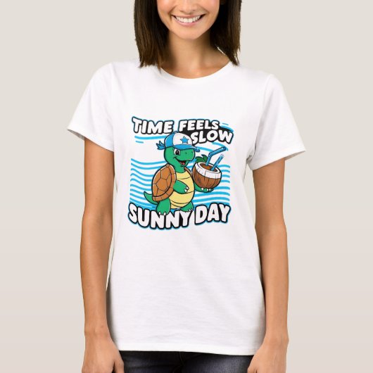 Grappige schildpad zonnige dag t-shirt (Voorkant)