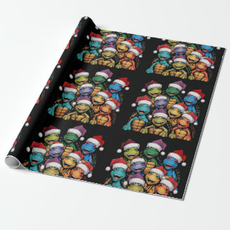 Grappige schildpadden in kerstmuts Abstract Cadeaupapier