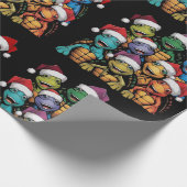 Grappige schildpadden in kerstmuts Abstract Cadeaupapier (Hoek)
