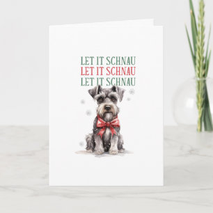 Grappige Schnauzer Hond Kerst Gelukkig Feestdagen Kaart