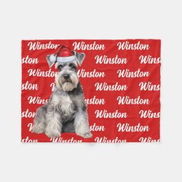 Grappige Schnauzer hondennaam Geborduurde Kerst Fleece Deken