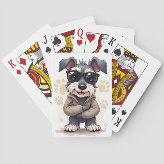 Grappige Schnauzer Kawaii Hond Pokerkaarten (Achterkant)
