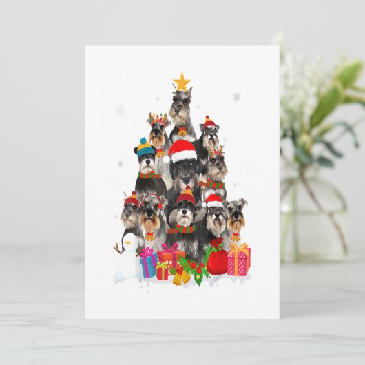 Grappige Schnauzer Kerstboom Huisdier HOND Liefheb Feestdagenkaart (Staand voorkant)