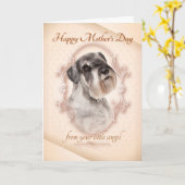 Grappige Schnauzer Moederdag Kaart (Gele Bloem)