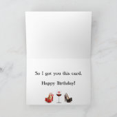 GRAPPIGE SCHOEN EN RODE WIJN VERJAARDAG KAART (Binnen)