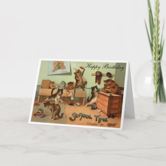 Grappige school antropomorfe katten gefeliciteerd  bedankkaart (Voorkant)