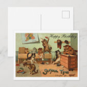 Grappige school antropomorfe katten gefeliciteerd briefkaart (Voorkant / Achterkant)