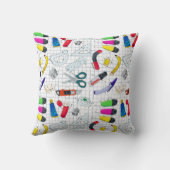 Grappige school benodigdheden personages kussen (Achterkant)