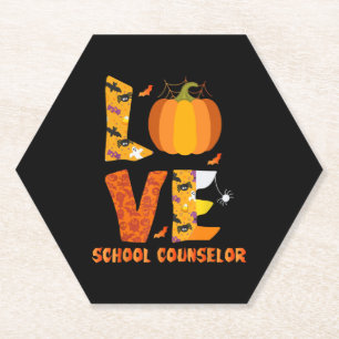 Grappige School Counselor Love Halloween Kartonnen Onderzetters
