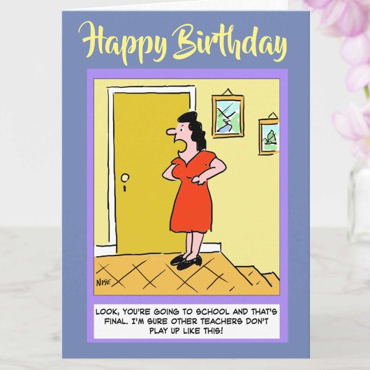 Grappige school leraar verjaardag kaart