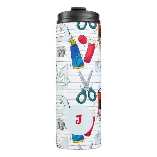 Grappige school levert personages. Aangepast initi Thermosbeker (Voorkant)
