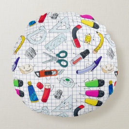 Grappige school levert personages. rond kussen