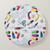 Grappige school levert personages. rond kussen (Achterkant)