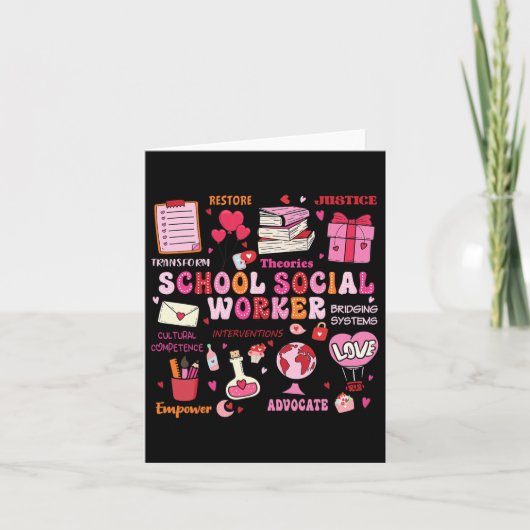 Grappige School Maatschappelijk Werker Hart Valent Kaart (Voorkant)