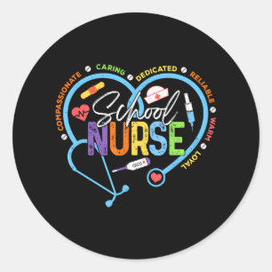 Grappige school verpleegkundigen hart ronde sticker