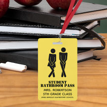 Grappige schoolbadkamer hal pas badge