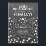 Grappige schoolbordstijl eindelijk verlovingsfeest kaart<br><div class="desc">Leuke en moderne verlovingsfeestuitnodiging</div>