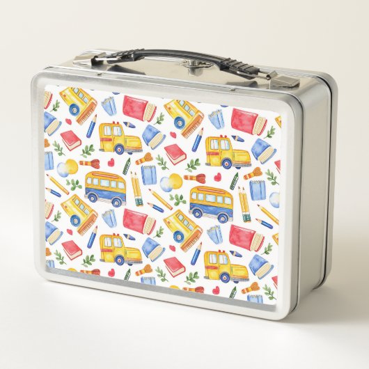 Grappige schoolbus Ga terug naar school naampatroo (Achterkant)