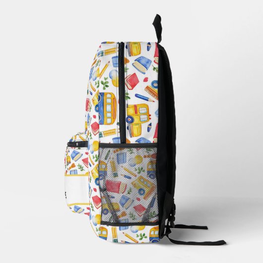 Grappige schoolbus Ga terug naar school naampatroo Bedrukte Rugzak (Rechts)