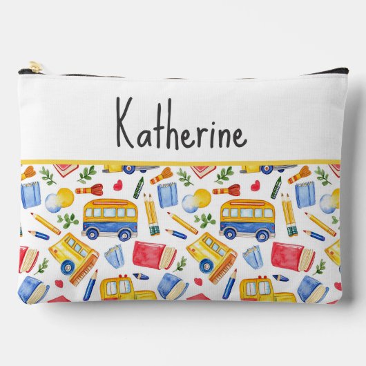 Grappige schoolbus Ga terug naar school naampatroo Etui (Voorkant)