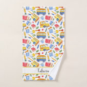 Grappige schoolbus Ga terug naar school naampatroo Handdoek (Handdoek)