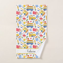 Grappige schoolbus Ga terug naar school naampatroo Handdoek