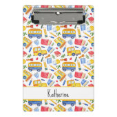 Grappige schoolbus Ga terug naar school naampatroo Mini Klembord (Voorkant)