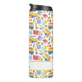 Grappige schoolbus Ga terug naar school naampatroo Thermosbeker (Geroteerd rechts)