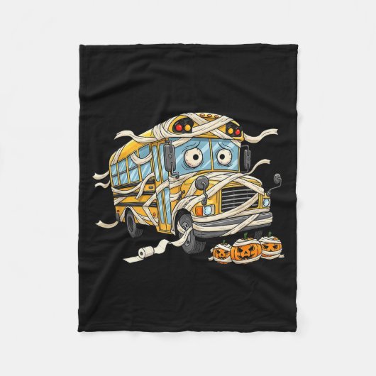 Grappige schoolbus mummie pompoen Halloween kinder Fleece Deken (Voorkant)