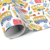 Grappige schoolbus terug naar schoolpatroon cadeaupapier (Rol Hoek)
