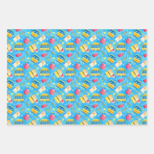 Grappige schoolbus terug naar schoolpatroon inpakpapier vel (Voorkant 2)