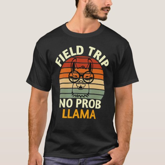 Grappige Schoolreis Geen Probleem Lama Leuke Veldd T-shirt (Voorkant)