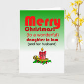 grappige schoondochter en zoon kerst kaart (Gele Bloem)